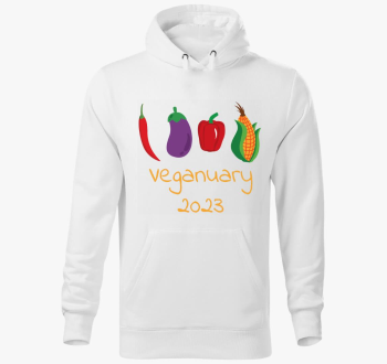 Veganuary 2023 rumena feliratos pulover s kapuco