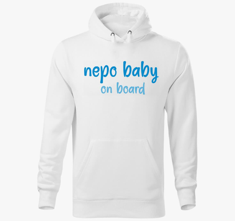 nepo baby on board (modra) feliratos pulover s kapuco