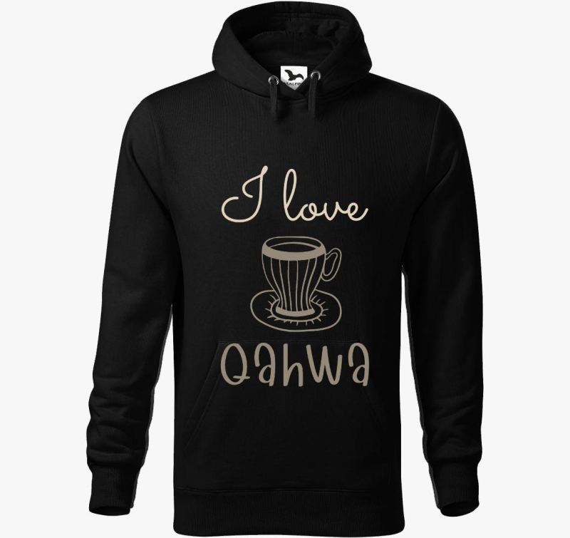 I love Qahwa - pulover s kapuco