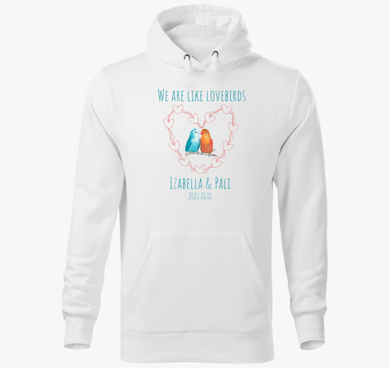 lovebirds (modra) pulover s kapuco