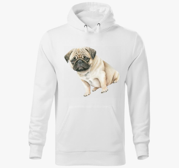 Mopsz akvarell pulover s kapuco