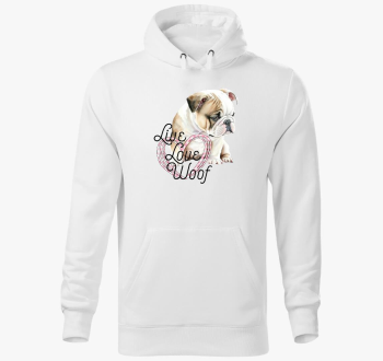 Angol bulldog Woof pulover s kapuco