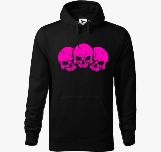 3 pink skulls pulover s kapuco