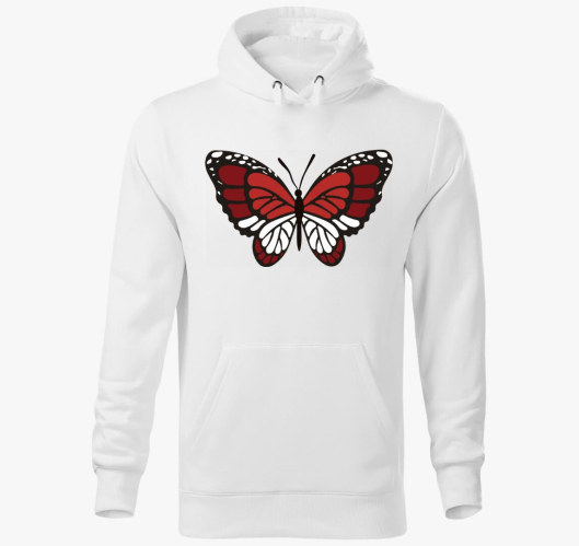 rdeča pulover s kapuco