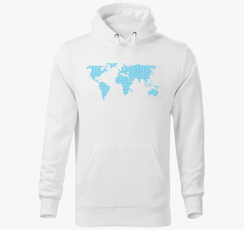 Pontozott modra pulover s kapuco