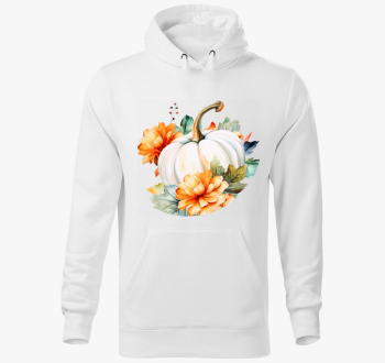 Floral white pumpkin pulover s kapuco