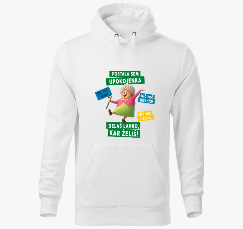 Upokojeni pulover s kapuco