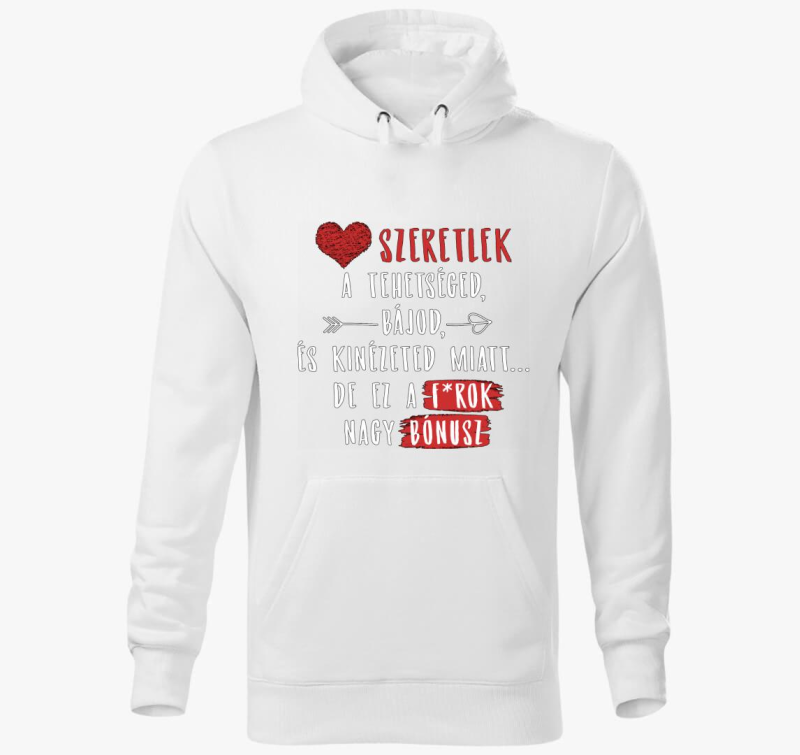 Ljubim te pulover s kapuco