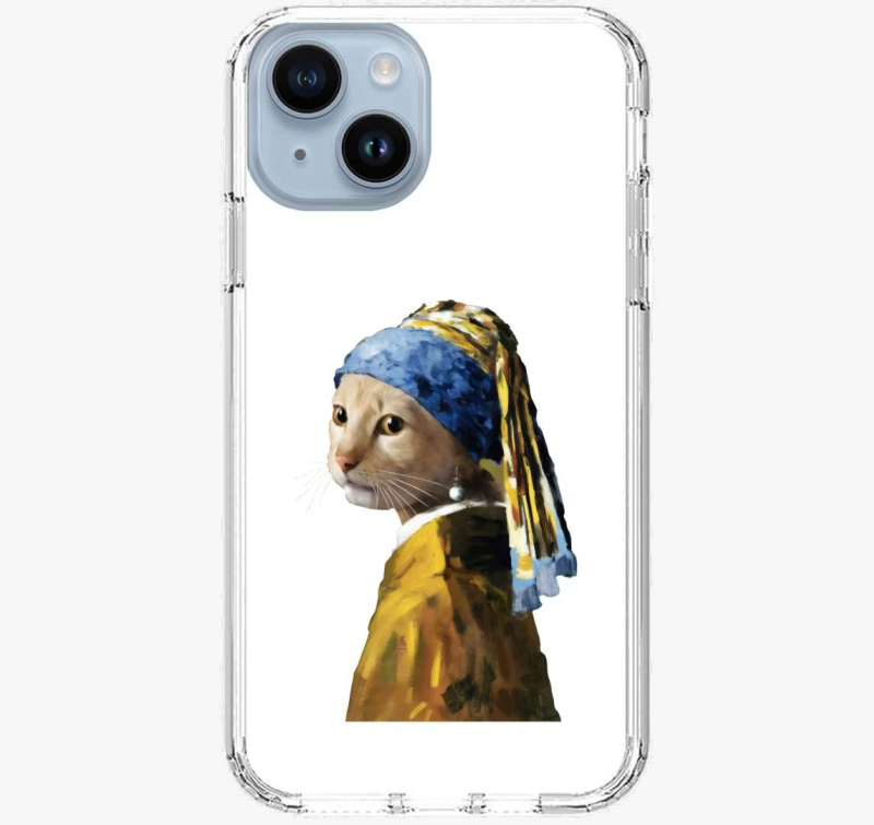 Cat with pearl earring ovitek za telefon