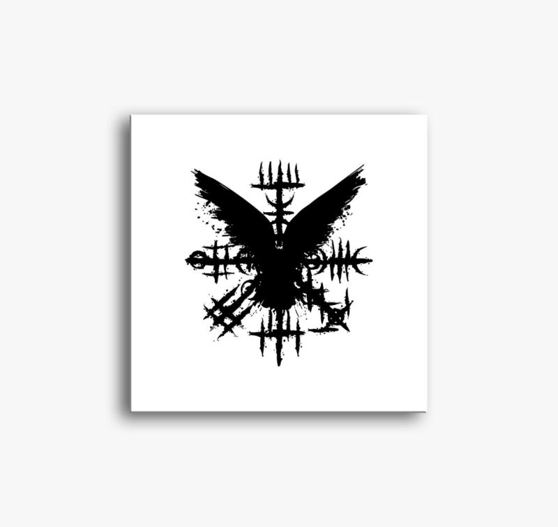 Black Grunge Raven Viking Symbol slika na platnu