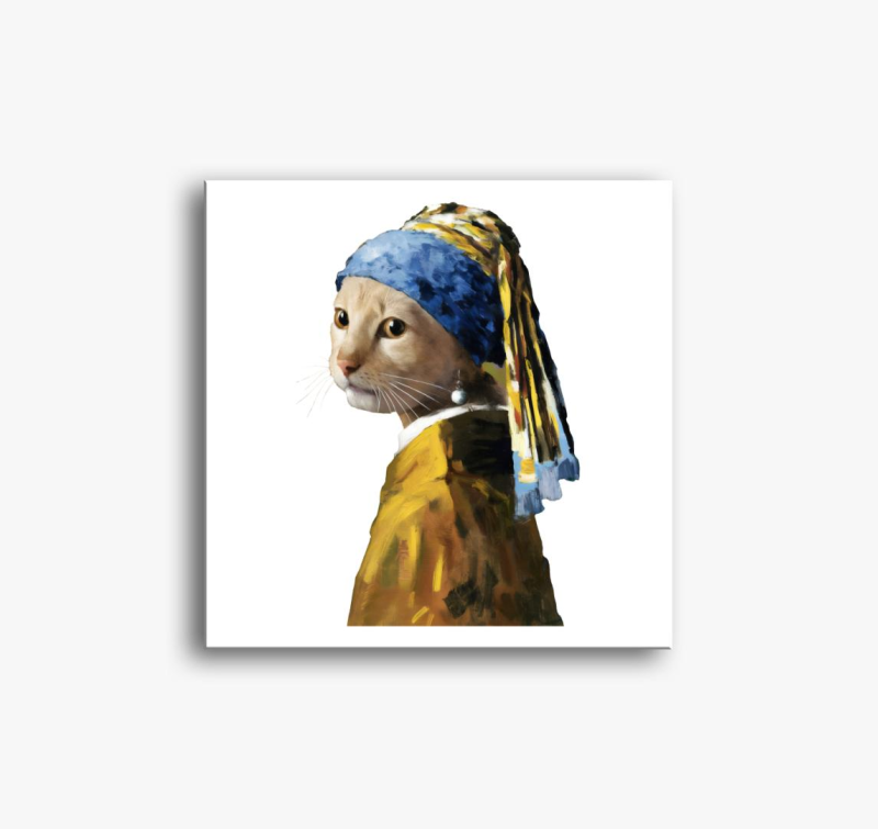 Cat with pearl earring slika na platnu