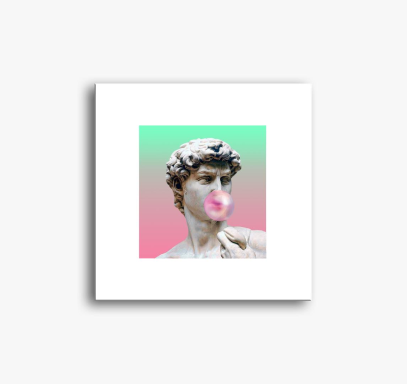 Michelangelo’s David with bubble gum slika na platnu