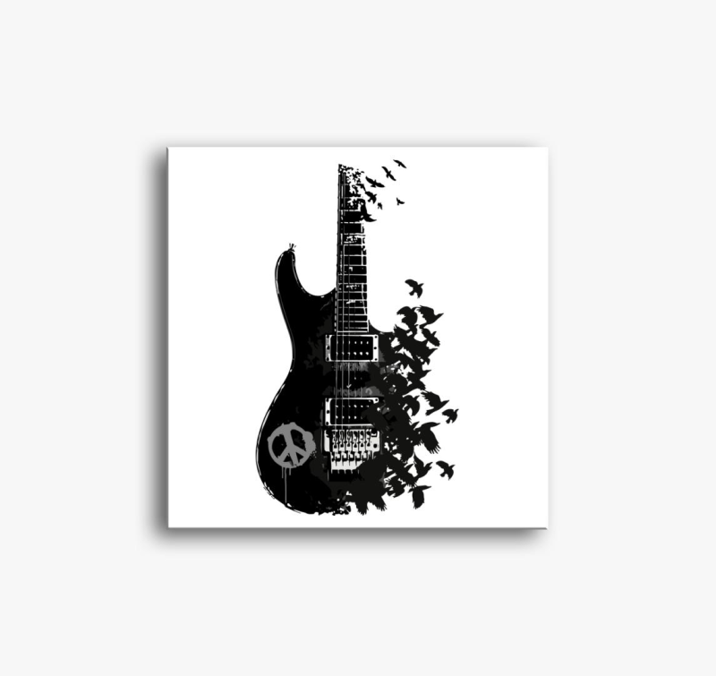 Black guitar and crow slika na platnu